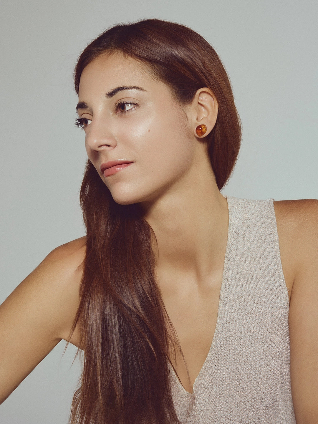 Pendientes Botón Marrón