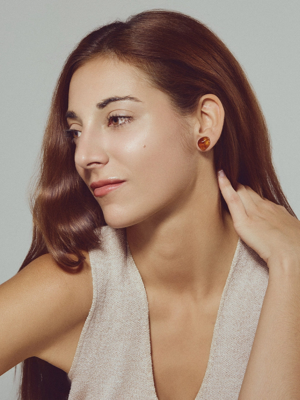 Pendientes Botón Marrón